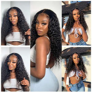 Pelucas de cabello humano natural barato para mujeres negras, peluca con malla frontal de cabello indio con ondas de agua, peluca frontal de encaje completo transparente HD 13X4 - Product Image 3