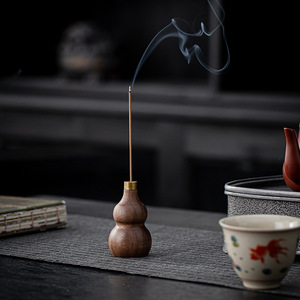 Walnut Gourd <b>Incense</b> Burner Hand Made Small <b>Incense</b> <b>Holder</b> For Tea Table Zen Style - Product Image 2