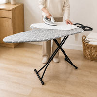 Tabla de Planchar Grande con Ruedas, Plegable, con 7 Niveles de Ajuste de Altura, Estación de Planchado de Ropa con Patas Antideslizantes