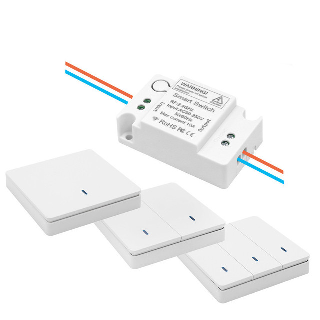 Dual Control Switch 2.4G Controller Receiver 220V Single Channel Wireless Intelligent Remote Control Switch Smart On-off Device