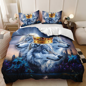 Ensemble de housse de <span class=keywords><strong>couette</strong></span> confort pour literie en polyester attrape-rêves avec motif d'animal <span class=keywords><strong>loup</strong></span> personnalisé - Product Image 6