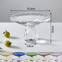 Glazen kristallen dessertplateau 6 inch, fruitplateau met diamantgeslepen rand, snoep- en hapjesstandaard voor bruiloft, feest en thuisdecoratie
