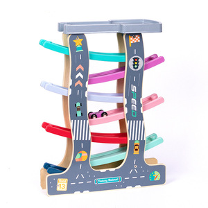 Toddler <strong>Toys</strong> for 1 2 Year Old Boy and Girl Gifts <strong>Wooden</strong> Race Track <strong>Car</strong> <strong>Ramp</strong> Racer With 4 Mini <strong>Cars</strong> - Product Image 2