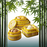 Vapeur en bambou écologique avec rebord en plastique pour usage commercial avec petits pains cuits à la vapeur et dim sum-NHATMINH