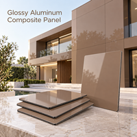 Panneau composite en aluminium brillant 4 mm, taille personnalisée, couleur or champagne, panneau ACM pour les murs de réception d'hôtel
