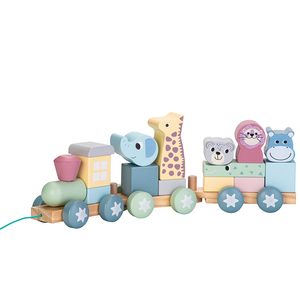 <span class=keywords><strong>Tren</strong></span> de apilamiento de madera para niños, juguete educativo para pequeños animales del Zoo - Product Image 6
