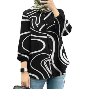 <span class=keywords><strong>Chemise</strong></span> boutonnée à manches longues imprimées et bouffantes, coupe ample et tendance, style artistique, pour <span class=keywords><strong>femme</strong></span> - Product Image 6