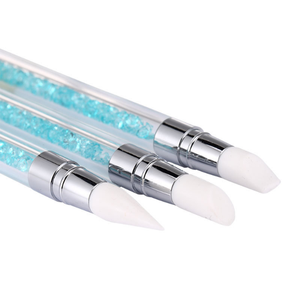 Lot de 3 brosses à ongles en silicone avec manche diamant bleu, applicateur de masque facial, outil de tamponnage, brosses en silicone pour manucure en salon - Product Image 4