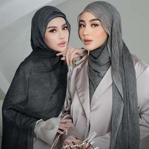 カスタム軽量ダブルステッチトリムビスコースレーヨンショールコットンビスコースヒジャブマッチセットムスリム女性ファッションモーダルヒジャブ - Product Image 3