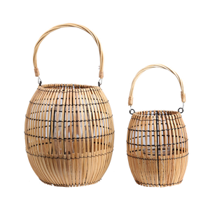 Mây Đan Tre Giữ Nến Màu Tự Nhiên Treo Trang Trí Nhà Và Sân Vườn Đèn Lồng Nến Bằng Gỗ Có Tay Cầm - Product Image 6