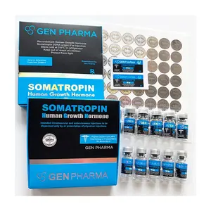 Pharma packaging 65 - GEN PHARMA h gh whole set 10x2ml vials label paper box plastic tray hologram sticker for box seal