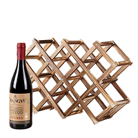 Porte-bouteilles pliable en bambou de style classique Jinn Home, support autoportant pour bouteilles et présentoir artisanal pour fêtes, respectueux de l'environnement