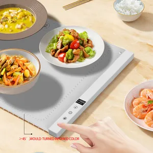 Alas pemanas makanan silikon pemanas listrik, piring pemanas piring panas dengan papan suhu yang dapat disesuaikan