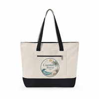 Sac fourre-tout en toile grand format avec poche avant zippée, personnalisable avec logo, sac de voyage imprimé thème côtier, sac à main de shopping