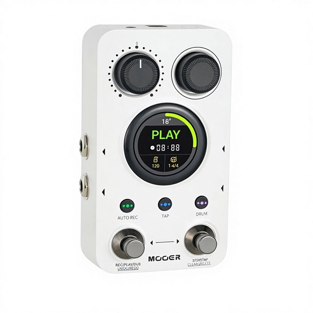 MOOER GL100 Stereo Looper Drum Machine Pedal Dual Footswitches 300min Looping 11 Genres Tap Tempo Auto Record Time Stretch