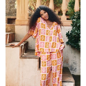 ENYA Summer Woman Custom Printed Rayon Lounge <strong>Set</strong> Leisurewear Day Night Pajamas <strong>Set</strong> Hotel Guest <strong>Bedding</strong> Satin <strong>Silk</strong> 2 PCS <strong>Set</strong> - Product Image 4