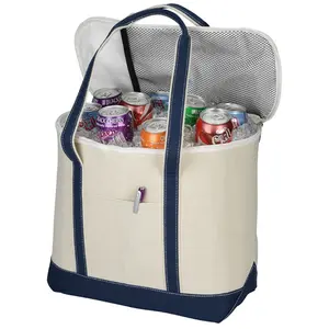 Сверхпрочная холщовая Складная изолированная сумка-холодильник для покупок, продуктов, морепродуктов на молнии