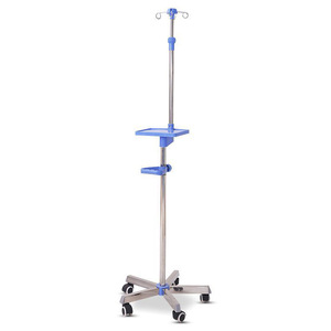 Support de pompe IV en gros, support IV à quatre crochets, support IV mobile réglable en acier inoxydable, support de perfusion télescopique sur pied - Product Image 1