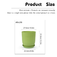 Pots de fleurs en plastique rayés avec soucoupe assortie, jardinières décoratives nordiques pour jardinage intérieur, rebord de fenêtre, balcon
