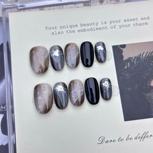 Nuevo Producto Lanzado, Espejo Demonio Viento Oscuro, Dorado con <span class=keywords><strong>Polvo</strong></span>, Negro Dorado Lujoso y Elegante, <span class=keywords><strong>Uñas</strong></span> Postizas Hechas a Mano - Product Image 4