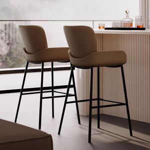 <span class=keywords><strong>Tabouret</strong></span> de <span class=keywords><strong>bar</strong></span> nordique avec dossier en cuir, siège rembourré, sans accoudoirs, design moderne, structure en fer, usage commercial, restaurant, <span class=keywords><strong>bar</strong></span>, café - Product Image 2
