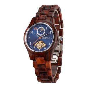 Reloj de madera para hombre con logotipo personalizado al por mayor, resistente al agua 3ATM, reloj hueco para hombre, relojes mecánicos con movimiento. - Product Image 3
