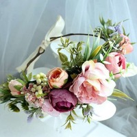 Aangepaste Bloemenkrans Hoofdband Bloem Kroon Voor Verjaardag Bruiloft Vrouwen Bruidsmeisje Hoofddeksel Diwali Ramadan Foto Rekwisieten