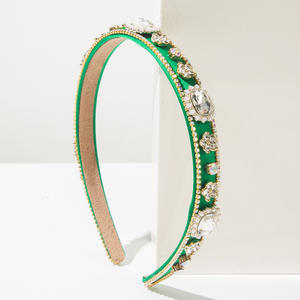 Serre-tête élégant en tissu uni avec strass irréguliers de style baroque, accessoire de coiffure de mariée - Product Image 6