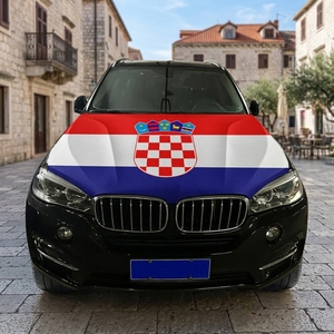 Housse de capot de <span class=keywords><strong>voiture</strong></span> avec drapeau de la <span class=keywords><strong>Croatie</strong></span>, 120x150cm, bannière élastique pour capot moteur, écusson national croate, housse de protection automobile pour événements sportifs - Product Image 4