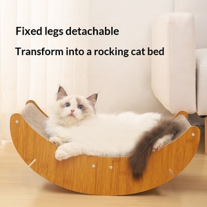 Wholesale Wear-Resistant Non-Shedding Customizable Minimalist Wooden Crescent Shape Cat Scratching Board Cat <b>Bed</b> Cat Sofa Made - Product Image 2