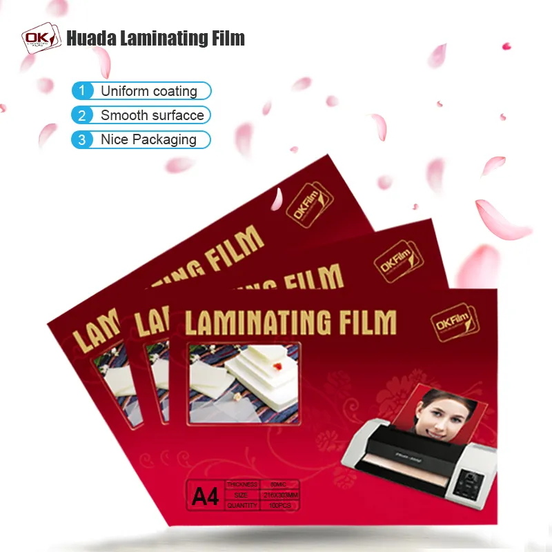 Warna Transparan Super Adhesi Harga Kompetitif dengan A6 100 Mikron Laminating Pouch Film