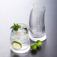 Gobelet en verre à paroi simple de style japonais, design Striola, unisexe, compatible lave-vaisselle, logo personnalisable, cadeau universel pour la maison