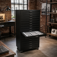 Vitrine de présentation de lunettes en cuir noir de luxe, verrouillable, avec tiroirs, pour le rangement des lunettes de soleil, vente au détail