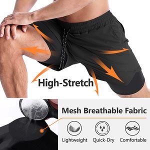 Pantalones cortos para correr 2 en 1 para hombre FOXA, de secado rápido, de 5 pulgadas, con bolsillos para entrenamiento en el gimnasio - Product Image 5