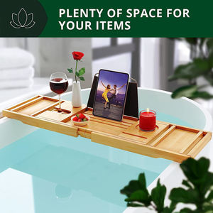 Modernes Bambus-Bad-Caddy-Tablett mit faltbarer Badewanne und ausziehbaren Seiten für den Heimgebrauch von Hotels - Product Image 5