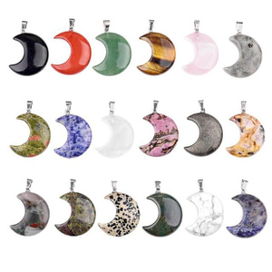 Collana con Ciondolo a Luna in Quarzo Rosa e Ametista, Artigianato in Cristallo, <span class=keywords><strong>Pietra</strong></span> Curativa, Gioiello di Tendenza, Souvenir alla Moda - Product Image 2