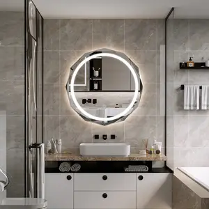 Espelho de banheiro com luz LED antiembaçante e luz de fundo personalizada com alto-falante