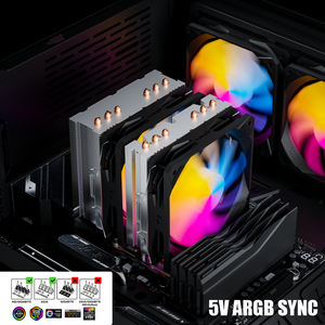 Refroidisseur de processeur PC upHere, 6 caloducs, dissipateur à double tour, ventilateur de refroidissement ARGB 120 mm, 4 broches PWM pour plateformes Intel et <span class=keywords><strong>AMD</strong></span> - Product Image 6