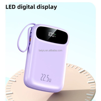 Top vente 20000mah Portable batterie externe Micro USB chargeur de téléphone portable type-c affichage LED Mini chargeur extérieur câbles intégrés