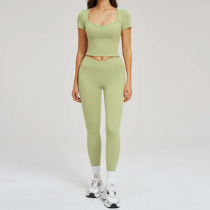 Conjunto de Yoga para Mujer Naked Felling, Camiseta Transpirable de Fitness, Leggings de Alta Elasticidad con Control de Abdomen, Ropa Deportiva para Entrenamiento - Product Image 4