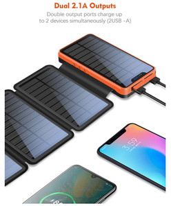 Banque d'alimentation solaire <span class=keywords><strong>26800</strong></span> mAh, best-seller en ligne, chargeur solaire avec 4 panneaux solaires et lampe torche LED - Product Image 4
