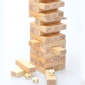 Wooden blocks number overthrow's wooden game toys blocks stacking Tower funny garden patio set educativ - Product Image 1