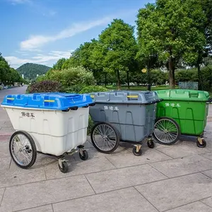 400L Recycling Mobile Waste Bin Garbage Trolley Bin