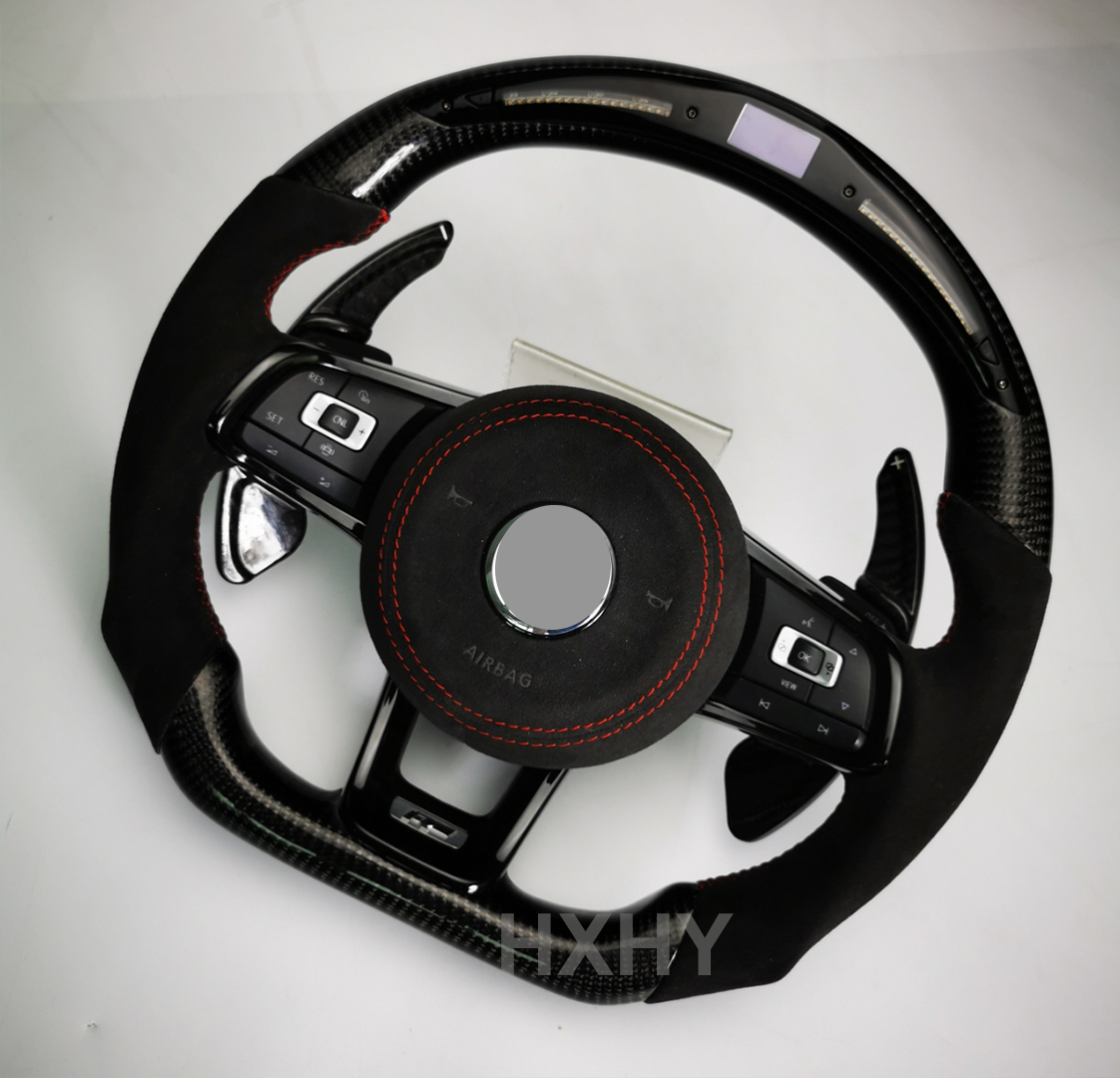 HXHY Carbon Fiber Steering Wheel For Volkswagen VW Volant Golf MK7 GTI Golf R Scirocco Passat CC LED R line Lenkrad Alca