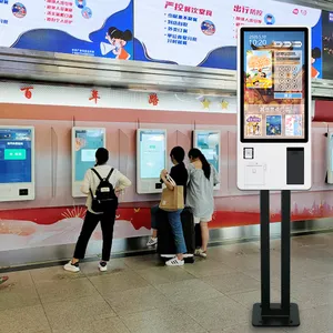 TAIYUN restaurant / station kiosque de billetterie en libre-service à écran tactile multiple de 24 pouces avec imprimante et fonction de paiement
