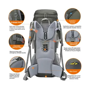 Wanderer-Rucksack wasserdicht leicht camping Tagesack mit Regenschutz für Outdoor-Reisen Nylon-Mountaineering individualisierte Mode