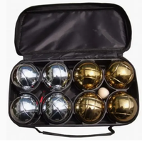 Jeu de boules de pétanque pour 2 à 4 joueurs. Kit de jeu d'extérieur pour pelouse et plage avec pallino, corde de mesure et sac de transport.