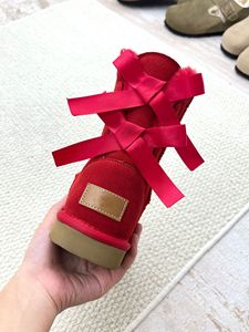 Bottes de neige mi-mollet pour <span class=keywords><strong>femme</strong></span>, doublure polaire chaude, avec double nœud coloré, antidérapantes, tendance – Cadeau de Noël très prisé - Product Image 6