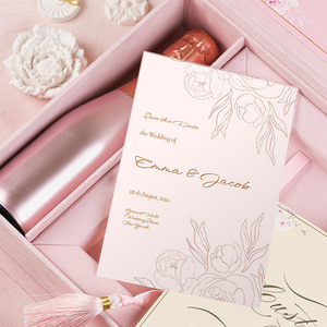 <span class=keywords><strong>Boîte</strong></span> d'invitation <span class=keywords><strong>de</strong></span> mariage rose poudré <span class=keywords><strong>vide</strong></span> personnalisée avec pompon et logo en aluminium personnalisé, parfaite pour les cadeaux <span class=keywords><strong>de</strong></span> demoiselle d'honneur - Product Image 4
