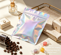 Sac en plastique holographique de qualité alimentaire, sac à fermeture éclair personnalisé avec effet laser arc-en-ciel, emballage pour en-cas et bonbons